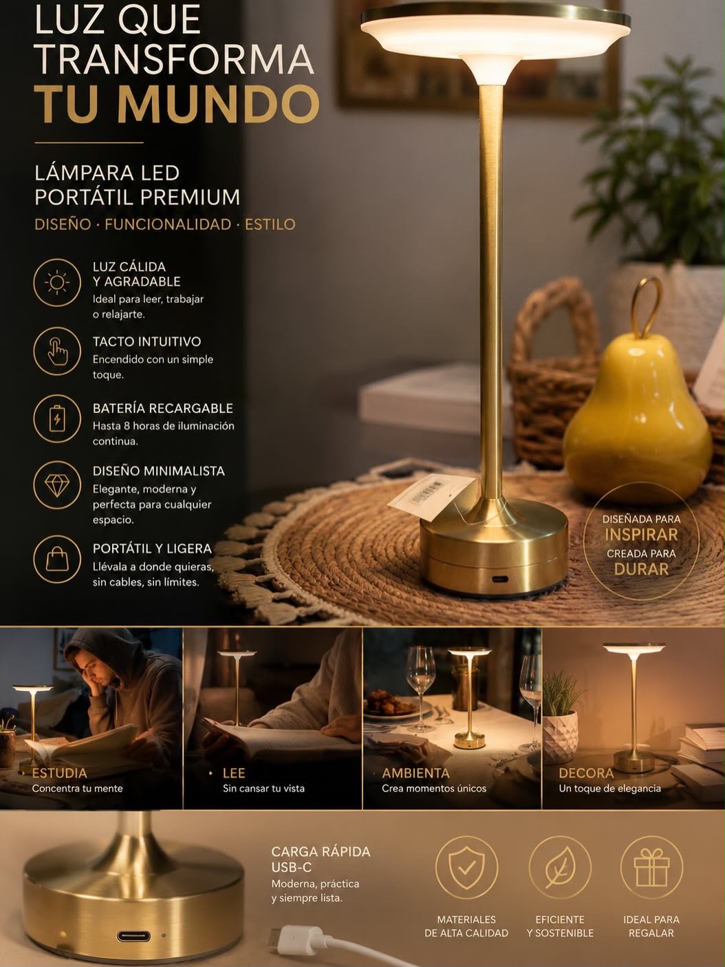 Lampara Aura Luxe Gold